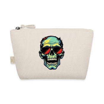 Colorful zombie skull with sunglasses - Organic Pouch - nature - Front