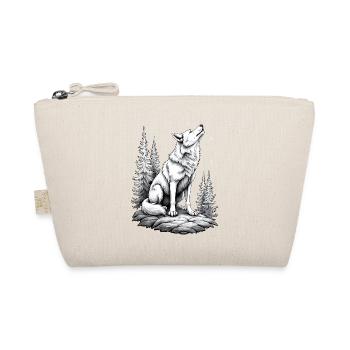 Wolf Rock Drawing Sketch Black White - Organic Pouch - nature - Front
