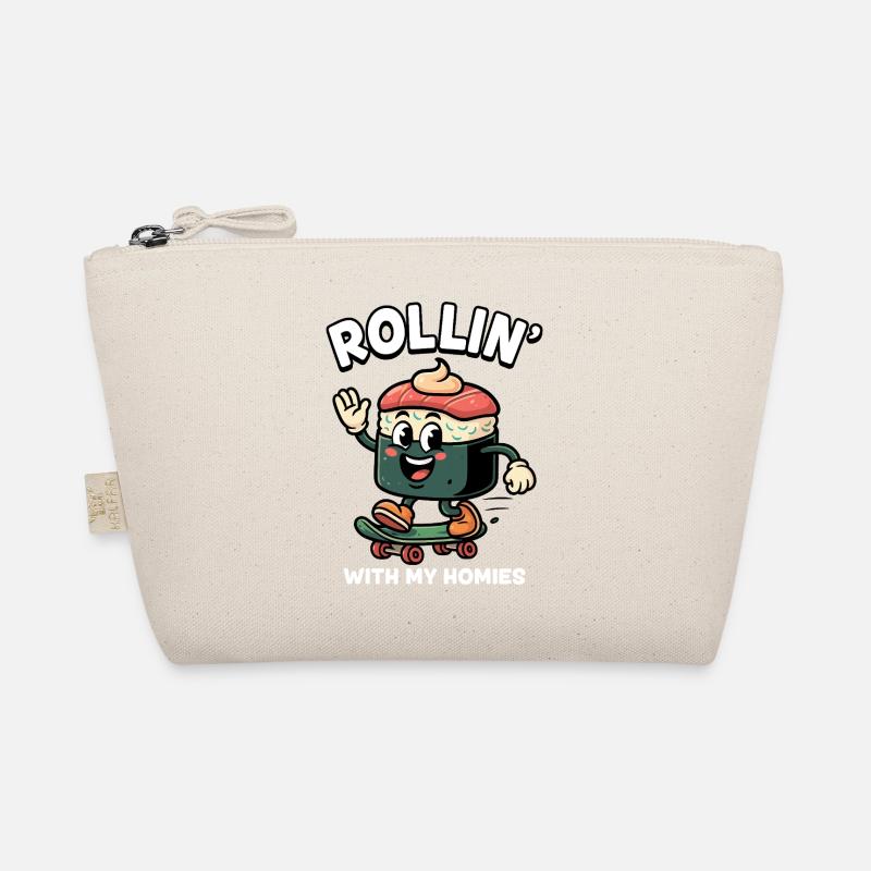 Funny sushi on skateboard Organic Pouch