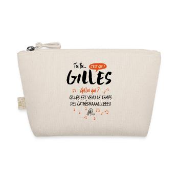 Name Gilles Birthday Gift idea man - Organic Pouch - nature - Front