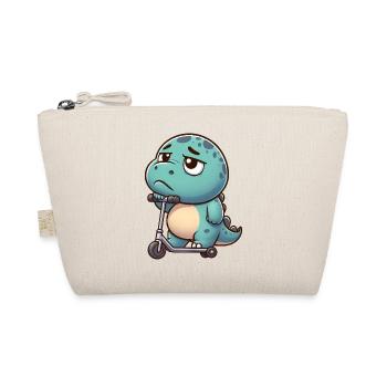 Cute Dino Trex Scooter Cartoon Boredom - Organic Pouch - nature - Front
