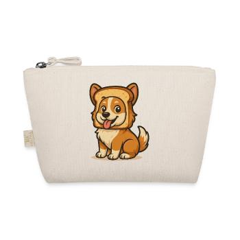 Cute Dog with Bread Face Design - Bio-Täschchen - Natur - Vorne