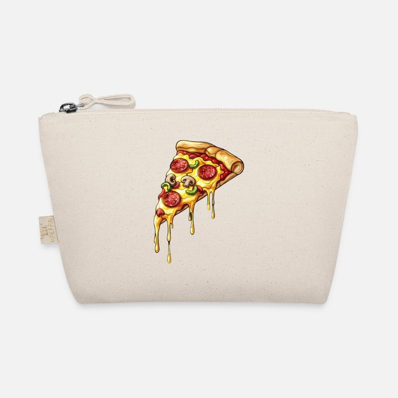 Pizza Slice Cartoon – Schmelzkäse und Salami - Bio-Täschchen - Natur