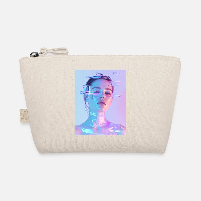Iridescent Glitch Woman Organic Pouch