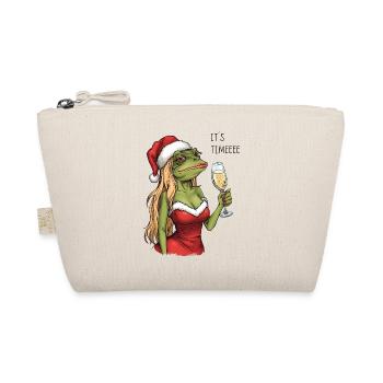Funny Christmas Frog It's Time Design - Organic Pouch - nature - Front