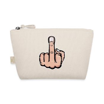 Middle finger stinky finger design used look - Organic Pouch - nature - Front