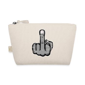 Middle Finger Stinky Finger Design Grey used - Organic Pouch - nature - Front