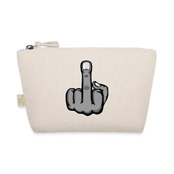 Middle Finger Stinky Finger Design Grey - Organic Pouch - nature - Front