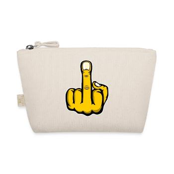 Middle Finger Stinky Finger Design Yellow used - Organic Pouch - nature - Front