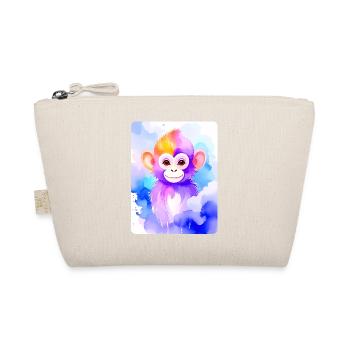 Kleiner Affe (Porträt) (Lila-Aquarell) - Bio-Täschchen - Natur - Vorne