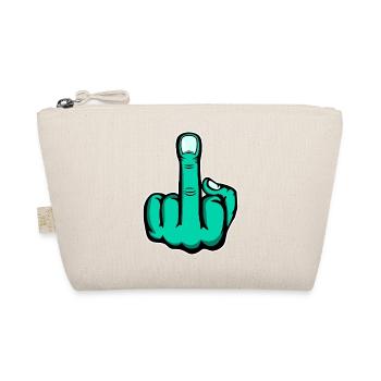 Middle Finger Stinky Finger Design Green - Organic Pouch - nature - Front