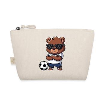 Cute Bear Soccer Player Brown Bear Cartoon Cool - Organic Pouch - nature - Front