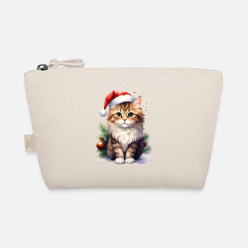 Chat comme Père Noël à Noël Trousse biologique