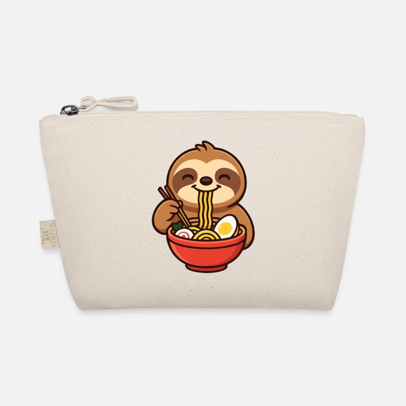 Cute Sloth Cartoon with Noodles Ramen Minimalist Organic Pouch
