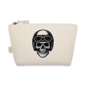 Aviator skull in black and white - Organic Pouch - nature - Front