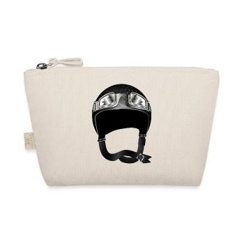 Retro Motorcycle Helmet with Goggles in Black - Organic Pouch - nature - Front