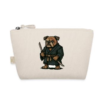 Bulldog Samurai Warrior with Dual Katana Blades - Organic Pouch - nature - Front