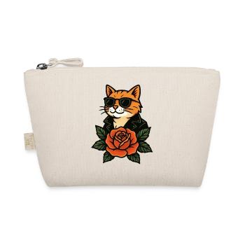 Cool Cat with Sunglasses Rose Retro Vintage - Organic Pouch - nature - Front