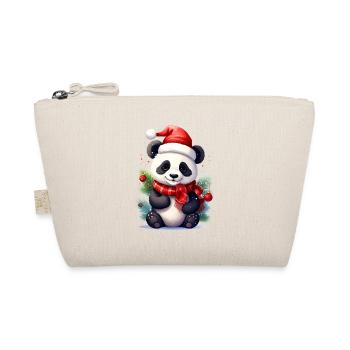 Cute Christmas Panda with Scarf - Organic Pouch - nature - Front