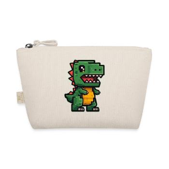 Süßer Pixel-Dino im Retro Look - Bio-Täschchen - Natur - Vorne