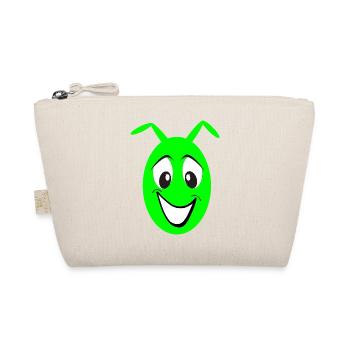 Green Cheerful Cartoon Face Monster - Organic Pouch - nature - Front