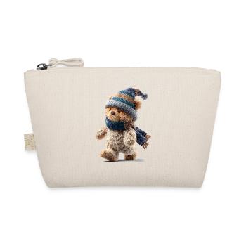 Ours en peluche d’hiver drôle avec bonnet tricoté et écharpe - Trousse biologique - nature - Devant