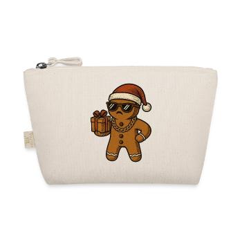 Gingerbread Santa mit Sonnenbrille Weihnachten - Bio-Täschchen - Natur - Vorne
