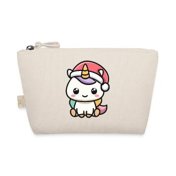 Kawaii Einhorn mit Weihnachtsmütze - Bio-Täschchen - Natur - Vorne