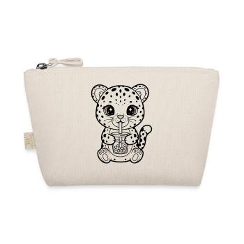 Leopard mit Becher - Bio-Täschchen - Natur - Vorne
