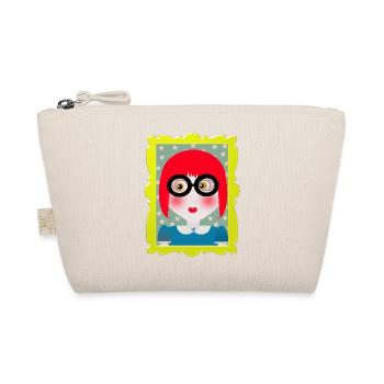 Retro Portrait Girl with Glasses - Organic Pouch - nature - Front