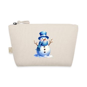 Snowman in winter with blue hat - Organic Pouch - nature - Front