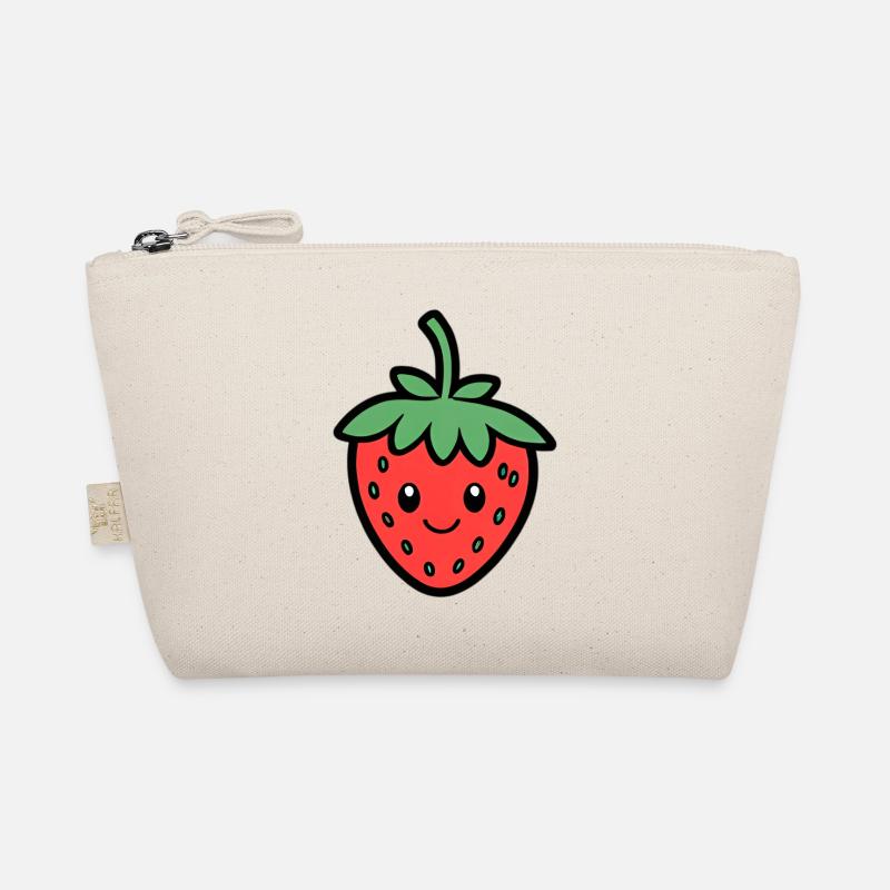 Kawaii Erdbeer Lächeln Design - Bio-Täschchen - Natur
