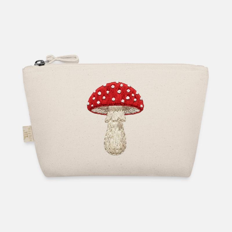 Rouge champignon blanc dans un aspect brodé (imprimé) Trousse biologique