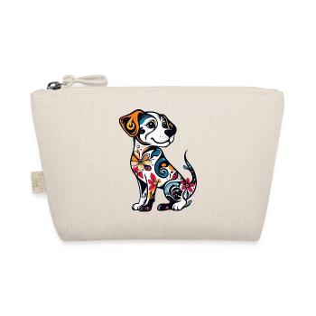 Small Floral Tattoo Dog Floral Pattern Motif - Organic Pouch - nature - Front