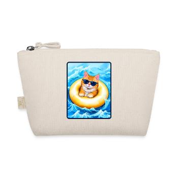 Katze im gelben Schwimmreifen - Bio-Täschchen - Natur - Vorne