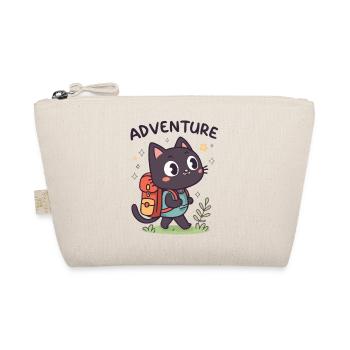 Abenteuerlustige schwarze Katze mit Rucksack - Bio-Täschchen - Natur - Vorne
