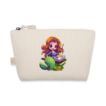 Mermaid artist at drawing board - Organic Pouch - nature - Front