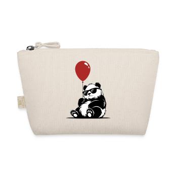 Cooler Panda mit Luftballon | Lustiges Party Motiv - Bio-Täschchen - Natur - Vorne