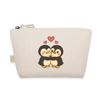 Pinguin Paar Liebe - Bio-Täschchen - Natur - Vorne
