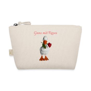 Goose with Rose – Playful Figurine - Organic Pouch - nature - Front