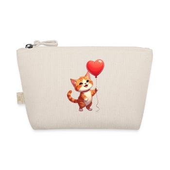 Chat avec ballon en forme de cœur pour la Saint-Valentin - Trousse biologique - nature - Devant