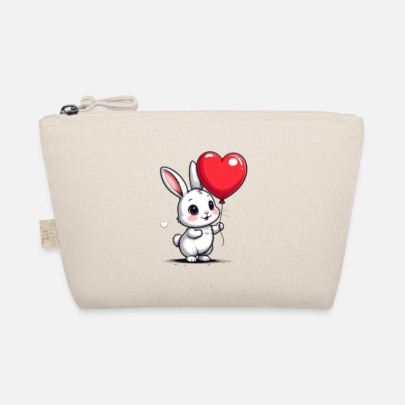Niedlicher Hase mit Herzluftballon zum Valentinsta Bio-Täschchen