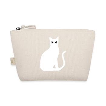 Cat White Silhouette Gift Cat Lover - Organic Pouch - nature - Front