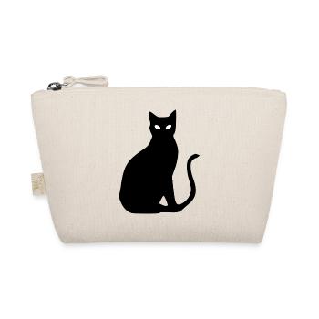 schwarze Katze Silhouette Geschenk Katzenliebhaber - Bio-Täschchen - Natur - Vorne
