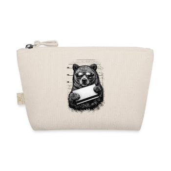 Brown Bear Mugshot – Retro Halfton with Sunglasses - Organic Pouch - nature - Front