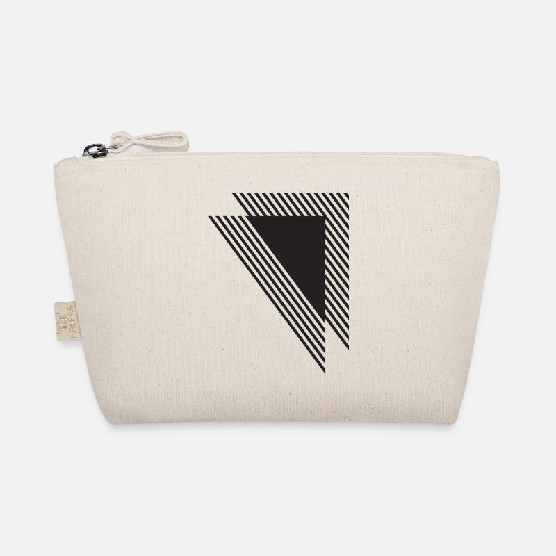Diagonal Geometric Stripes in Black Organic Pouch