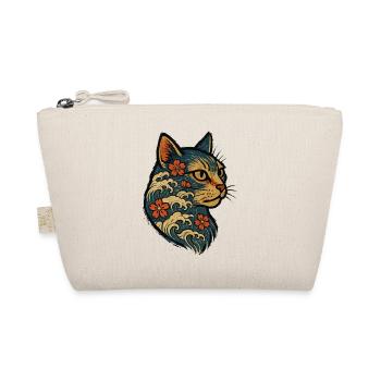Japanese Cat Kanagawa Waves Sakura - Organic Pouch - nature - Front
