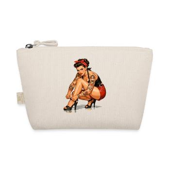 Retro Pin-Up: Tätowierte Rockabella Geschenk - Bio-Täschchen - Natur - Vorne