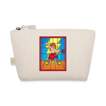 Rocker en vitrail avec guitare rouge - Trousse biologique - nature - Devant