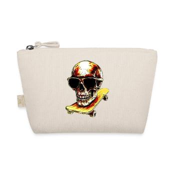 Totenkopf Skateboarder - Bio-Täschchen - Natur - Vorne